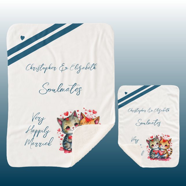 Couverture Sherpa Époux âmes chats mignons cadeau anniversaire (Créateur téléchargé)