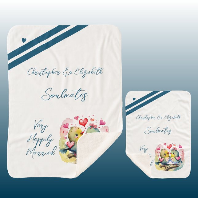 Couverture Sherpa Époux âmes de mari mignon oiseaux cadeau anniversa (Créateur téléchargé)