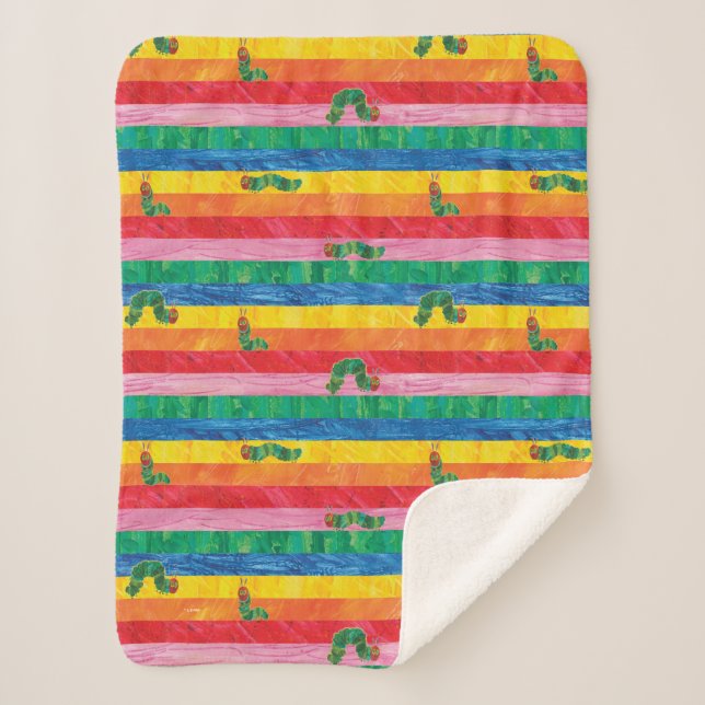 Couverture Sherpa Eric Carle | Caterpillar Rainbow Stripe Motif (Devant)