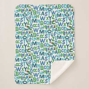 Couverture Sherpa Eric Carle   Motif Alphabet bleu et vert