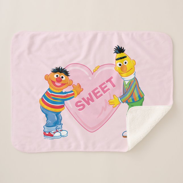 Couverture Sherpa Ernie & Bert Big Valentine's Heart (Devant (Horizontal))