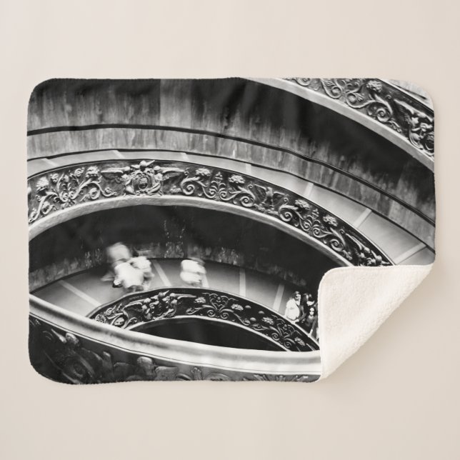 Couverture Sherpa Escalier romain noir et blanc (Devant (Horizontal))