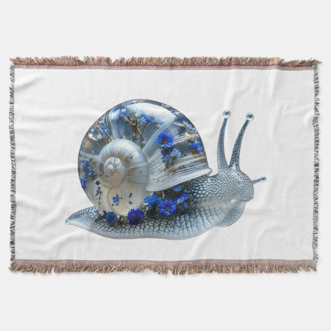 Couverture Sherpa Escargot Floral Bleu (Devant)