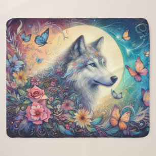 Couverture Sherpa Esprit Floral : Le Loup en Fleur