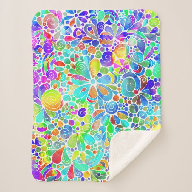Couverture Sherpa Esquisse Imaginaire Art - Fleurs Abstraites 2 (Devant)