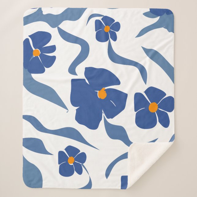 Couverture Sherpa Esthétique florale moderne côtière estivale  (Devant)