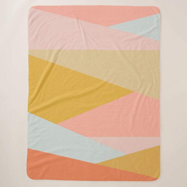 Couverture Sherpa Esthétique jaune corail géométrique pastel moderne (Devant)