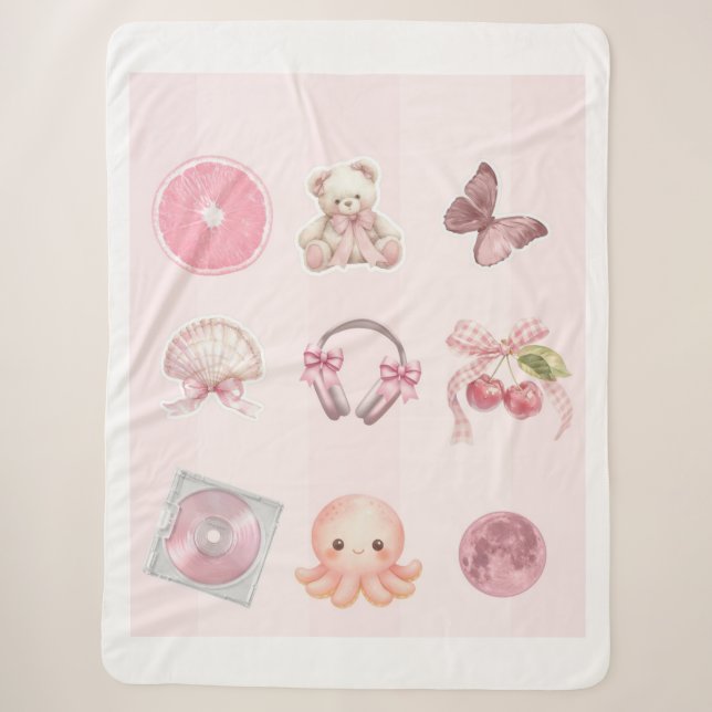 Couverture Sherpa Esthétique rose  (Devant)