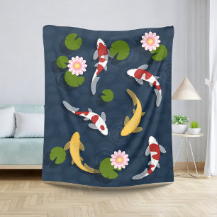 Couverture Sherpa Étang japonais de poissons Koi