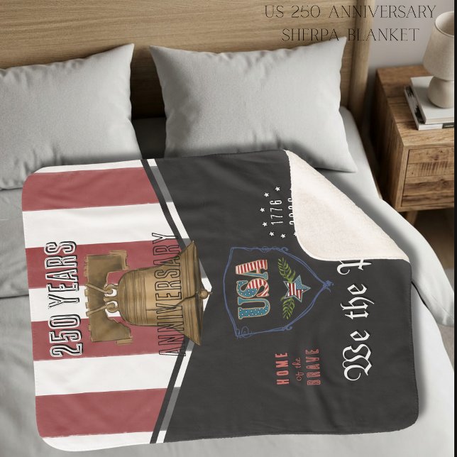Couverture Sherpa États-Unis 250 Nous le Peuple Cloche de la Liberté (US 250 We the People Liberty Bell Sherpa Blanket)