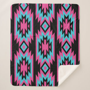 Couverture Sherpa Ethnic American Indian : Motifs aztèques.