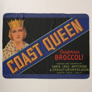 Couverture Sherpa étiquette de caisse de la Reine-Coeur des années 1