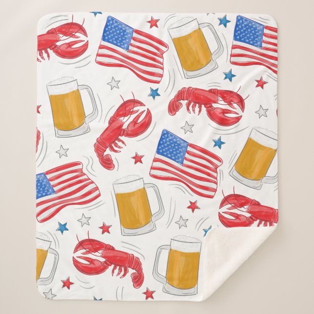 Couverture Sherpa Étoile du drapeau de la bière de homard (Devant)