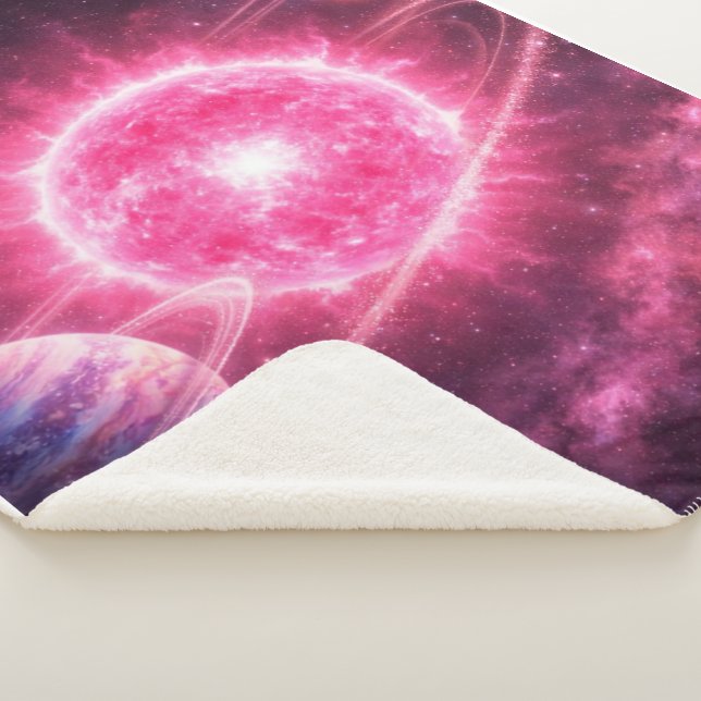 Couverture Sherpa Étoile rose avec deux planètes en orbite (3/4)