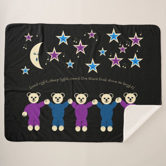 Couverture Sherpa Étoiles et ours (Devant (Horizontal))