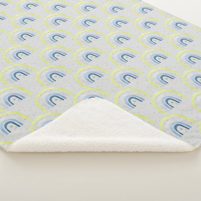 Couverture Sherpa Etoiles jaunes et bleues et arcs-en-ciel Baby Boy (3/4)
