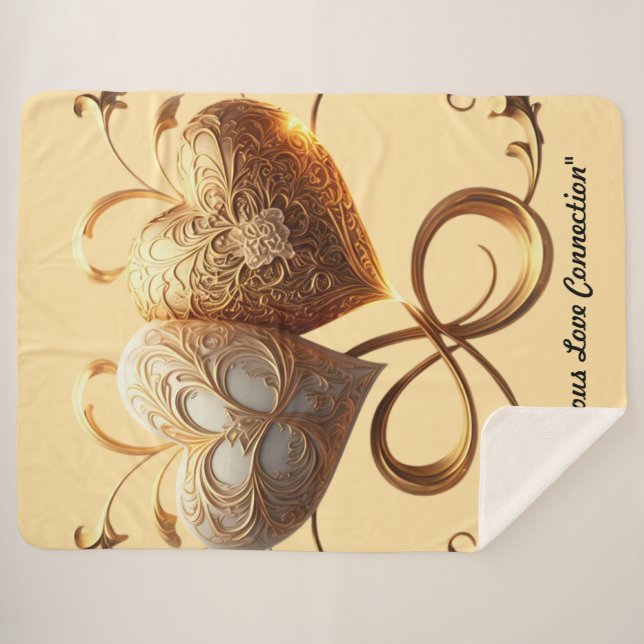 Couverture Sherpa "Étreinte de passion dorée" (Devant (Horizontal))