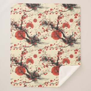 Couverture Sherpa Éventail de fleurs de cerisier japonais (4)