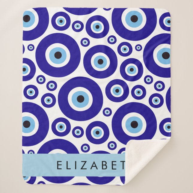 Couverture Sherpa Evil Eye, Greek Eye, Turkish Eye, Mati, Your Name (Devant)