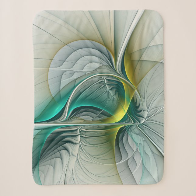 Couverture Sherpa Évolution fractale, Art Abstrait Turquoise d'or (Devant)