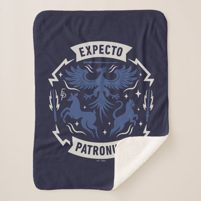 Couverture Sherpa Expecto Patronum Graphisme Silhouette Vintage (Devant)