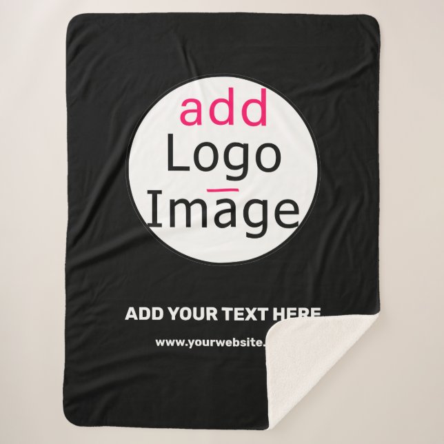 Couverture Sherpa Extravagant Business Chic Personnalisé Noir Grand (Devant)