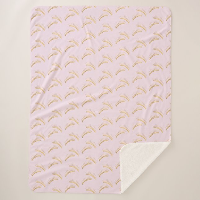 Couverture Sherpa Eyelashes rose Glam Or (Devant)