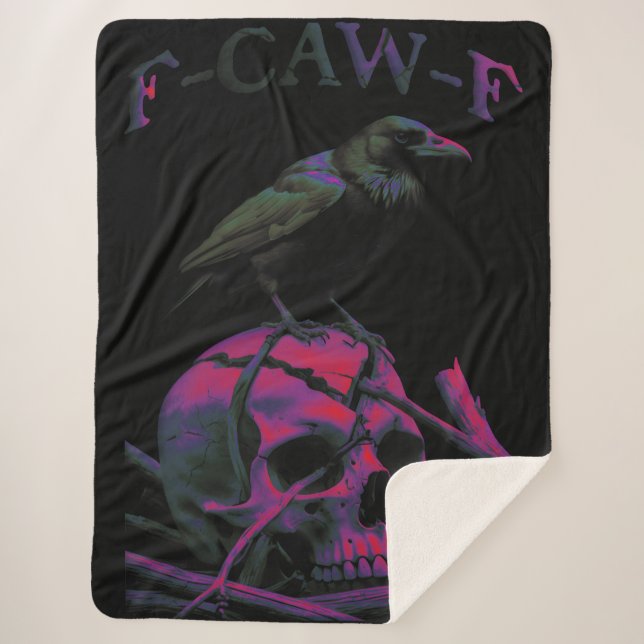 Couverture Sherpa F-Caw-F Funny Black Crow Bird (Devant)