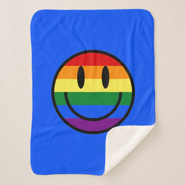 Couverture Sherpa Face souriante arc-en-ciel (Devant)