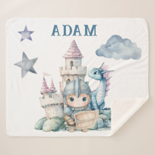 Couverture Sherpa Fairytale Dreamy Dragon Blue Knight Baby shower