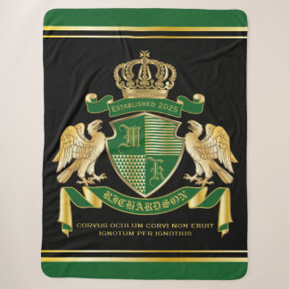 Couverture Sherpa Faites votre propre blason Green Gold Eagle Emblem