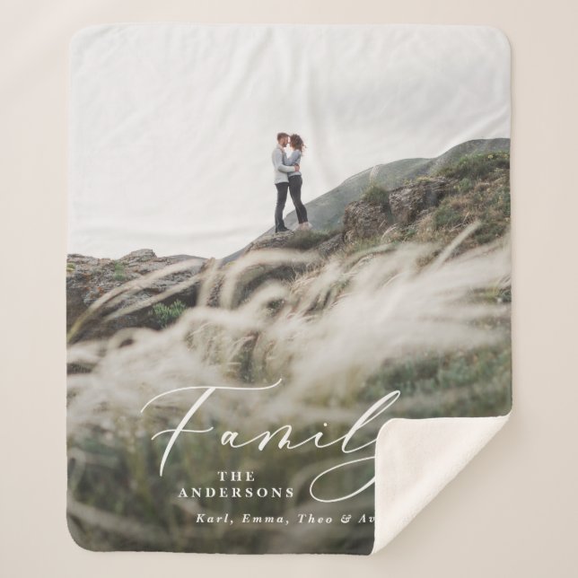 Couverture Sherpa Famille de script noir photo moderne (Devant)