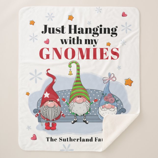 Couverture Sherpa Famille Gnomes de Noël personnalisés (Devant)