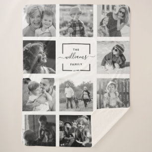 Couverture Sherpa Famille Personnalisée Moderne Nom De Famille Photo