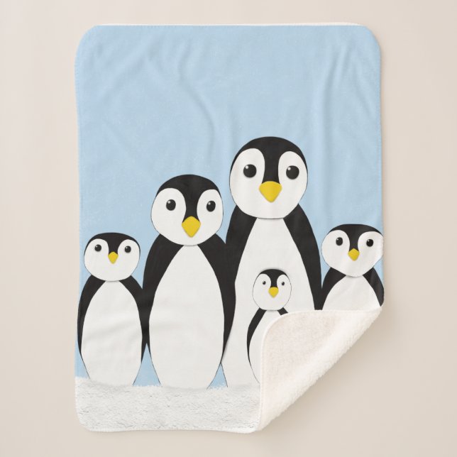 Couverture Sherpa Famille Pingouin mignonne (Devant)