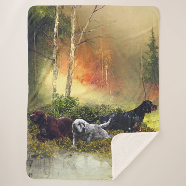 Couverture Sherpa Famille Setters (Devant)