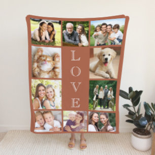 Couverture Sherpa Family Love 10 Photo Terracotta