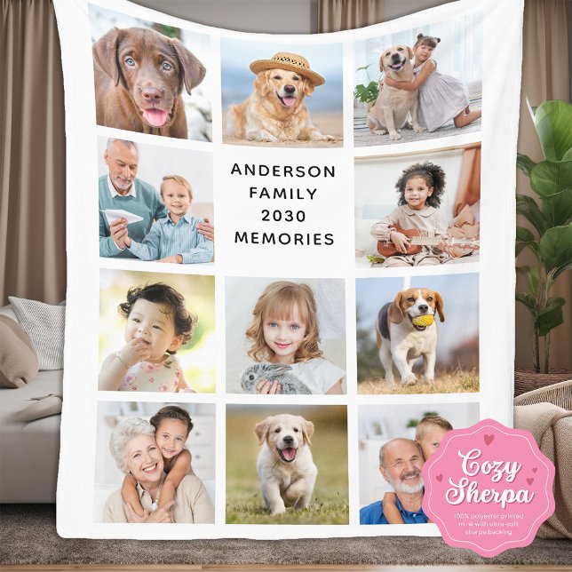 Couverture Sherpa Family Personalized Modern 11 Pictures Collage  (Créateur téléchargé)