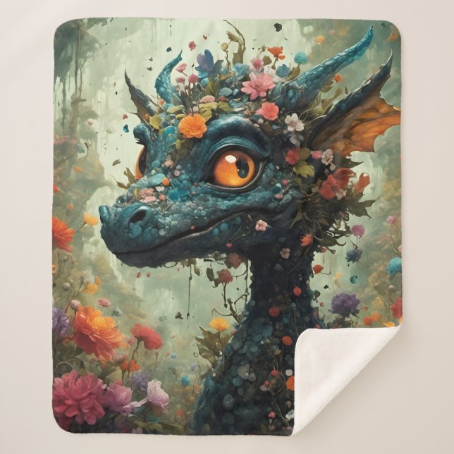 Couverture Sherpa Fantaisie de bébé dragon (Devant)