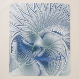 Couverture Sherpa Fantaisie dynamique Abstrait Tons bleus Art fracta