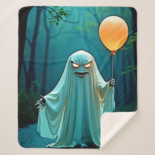 Couverture Sherpa Fantôme éffrayant avec Eerie Balloon (Devant)