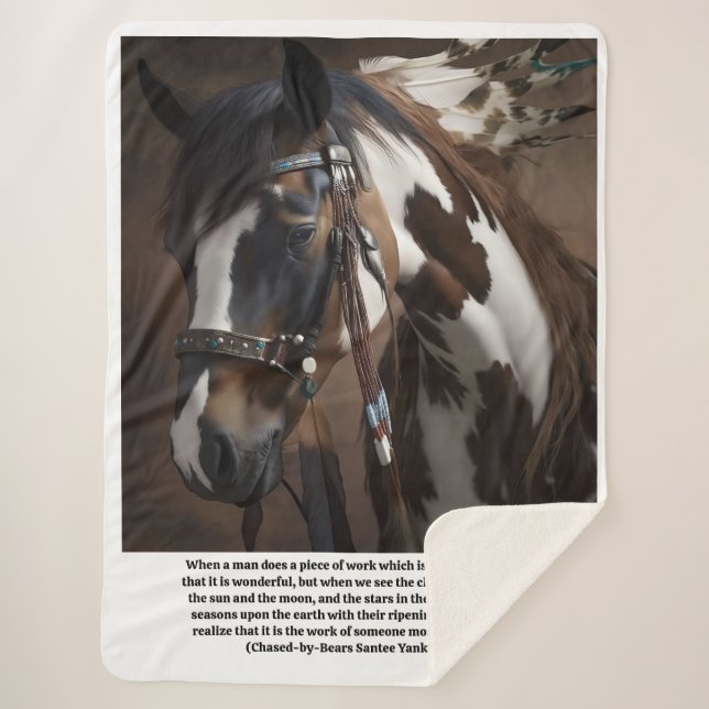 Couverture Sherpa Faucon Rouge cheval Sundance (Devant)