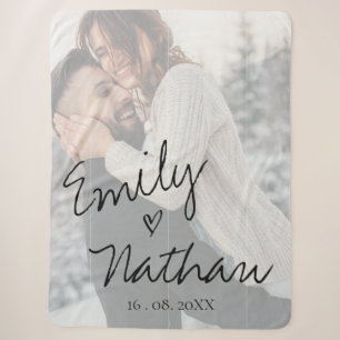 Couverture Sherpa Faux Vellum Effet Mariage photo Date personnalisée