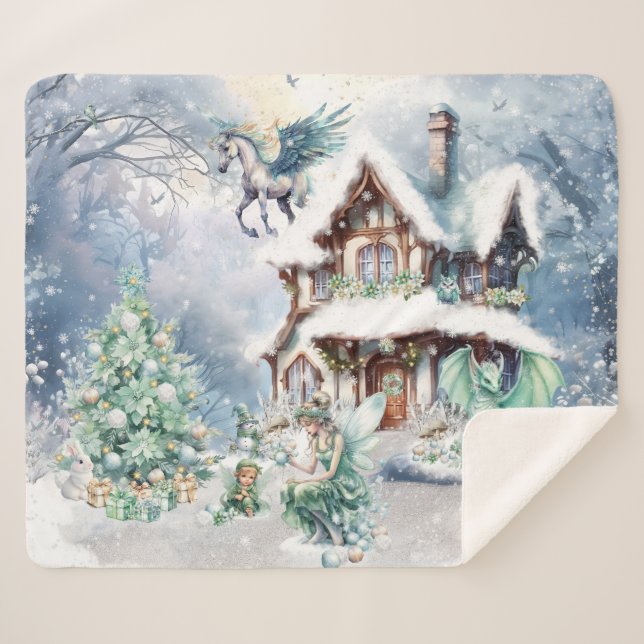 Couverture Sherpa Fée de Noël magique et fantaisiste (Devant (Horizontal))