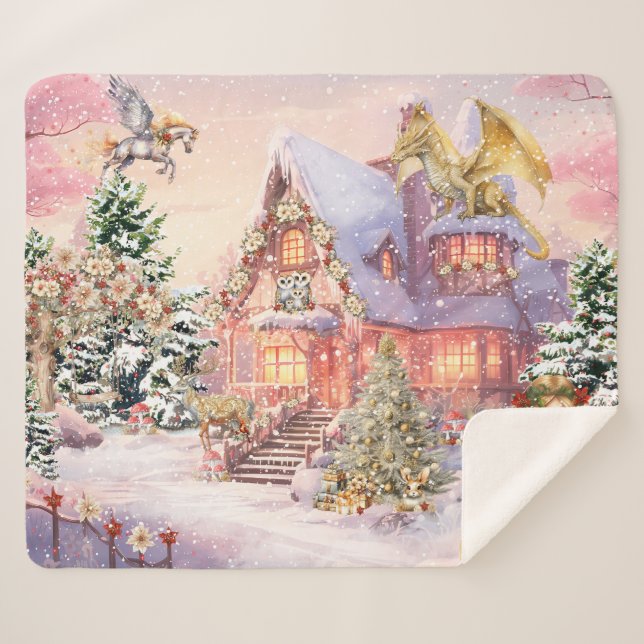 Couverture Sherpa Fée de Noël Magique et Fantaisiste (Devant (Horizontal))