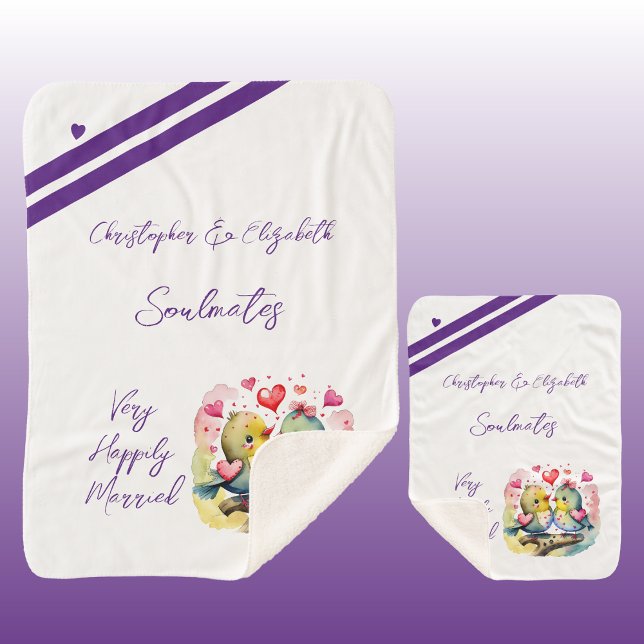 Couverture Sherpa Femme âmes mignonnes oiseaux cadeau anniversaire (Créateur téléchargé)