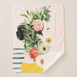 Couverture Sherpa Femme avec des fleurs