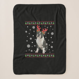 Couverture Sherpa FEMMES Boston Terrier Xmas laide de Noël