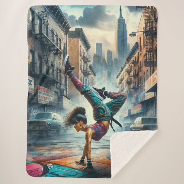 Couverture Sherpa Femmes en action de Breakdancer Silhouette de New  (Devant)