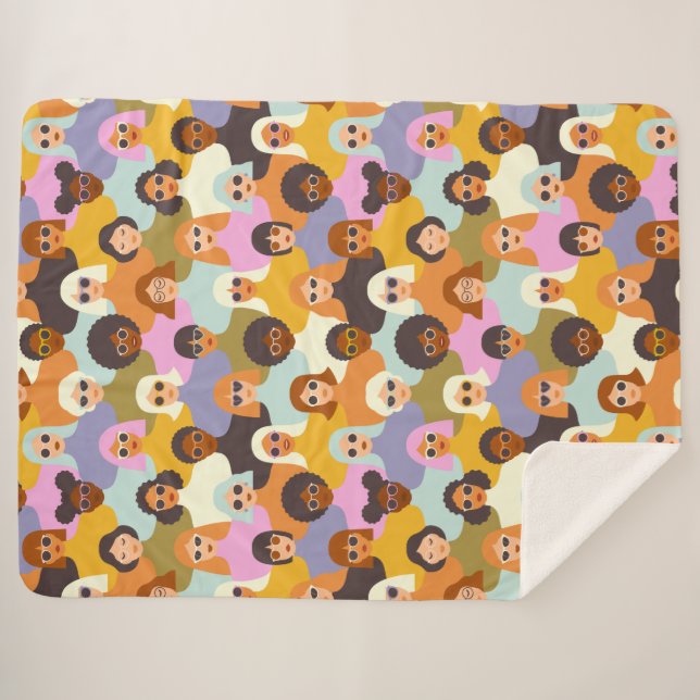 Couverture Sherpa Femmes rétrogrades du Motif mondial (Devant (Horizontal))